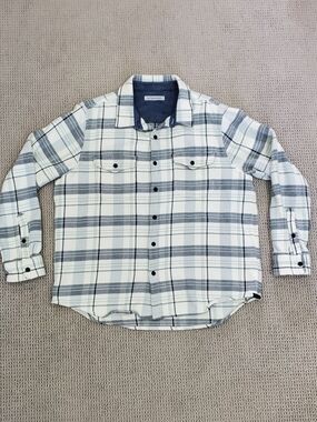 Outerknown Men’s White and Gray Plaid Blanket Shirt